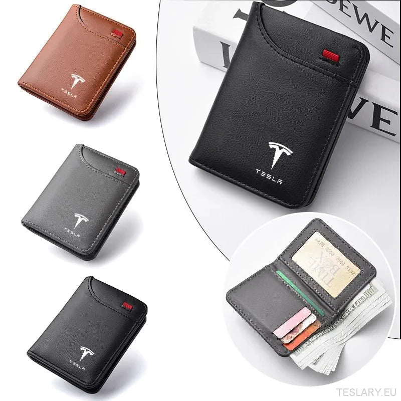 Portefeuille Mini en Cuir Tesla : Élégance et Praticité