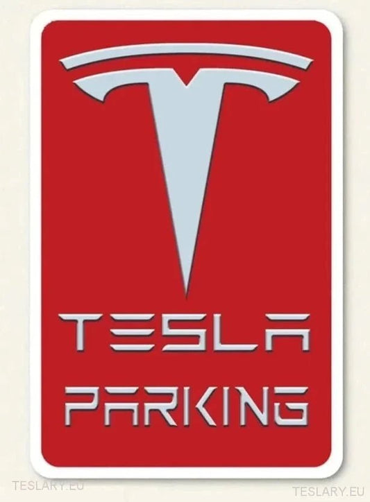Tesla Parking - Metallinen Kyltti Suojatut Parkkipaikat