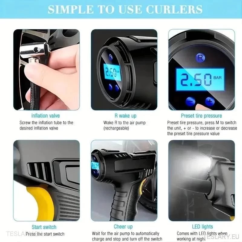 12 Volt Tyre Inflation Compressor Gun - TESLARY Tesla Shop Accessories Europe Nederlands Dublin Cork Ireland Deutschland Espana Alicante France Italia