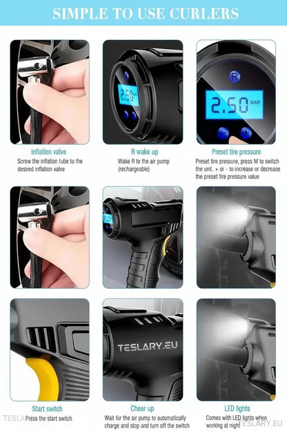 12 Volt Tyre Inflation Compressor Gun - TESLARY Tesla Shop Accessories Europe Nederlands Ireland Deutschland Espana Alicante France Italia