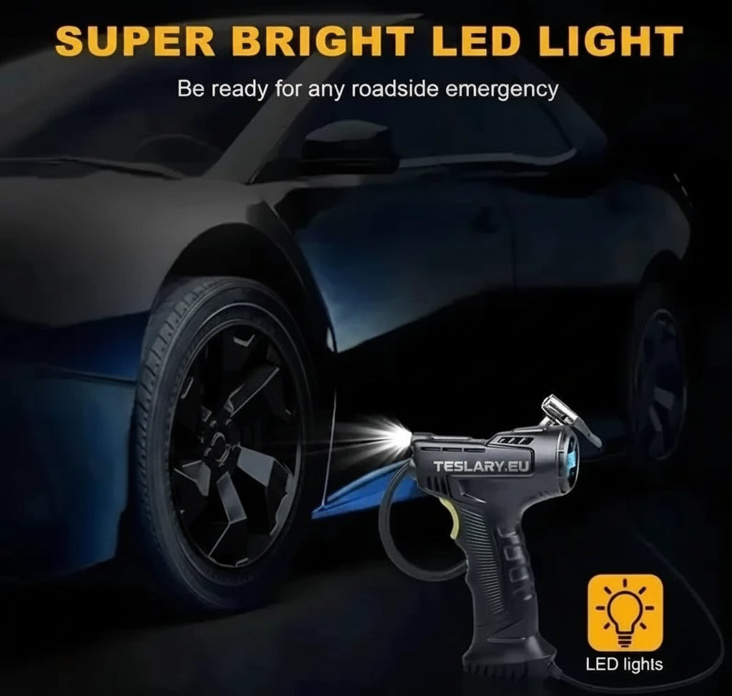 12 Volt Tyre Inflation Compressor Gun - TESLARY Tesla Shop Accessories Europe Nederlands Ireland Deutschland Espana Alicante France Italia