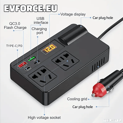 200 Watt 12 - 24V 220V Inverter Compatible with Tesla Cars ( EUROPEAN ONLY ) - TESLARY Tesla Shop Accessories Europe Nederlands Dublin Cork Ireland Deutschland Espana Alicante France Italia