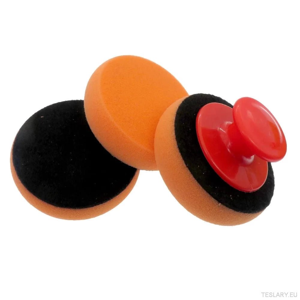 4 Inch Car Wax Applicator Pads Set with Red Handle Soft Sponge Applicators Foam Wax Pad for Polishing and Cleaning Cars - TESLARY Tesla Shop Accessories Europe Nederlands Ireland Deutschland Espana Alicante France Italia