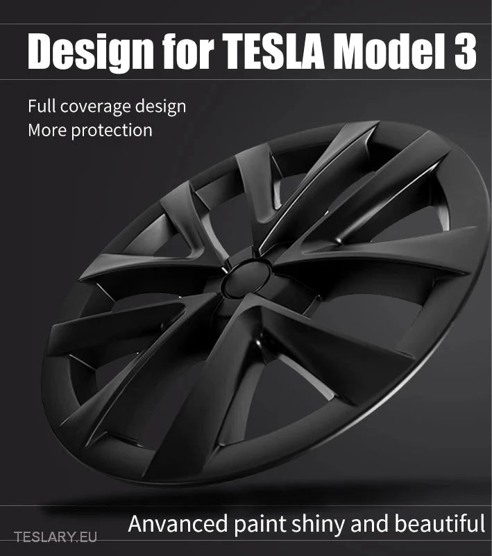 TESLA  MODEL 3 18" ARACHNID STYLE WHEEL COVERS -TESLARY.IE Tesla Shop Europe