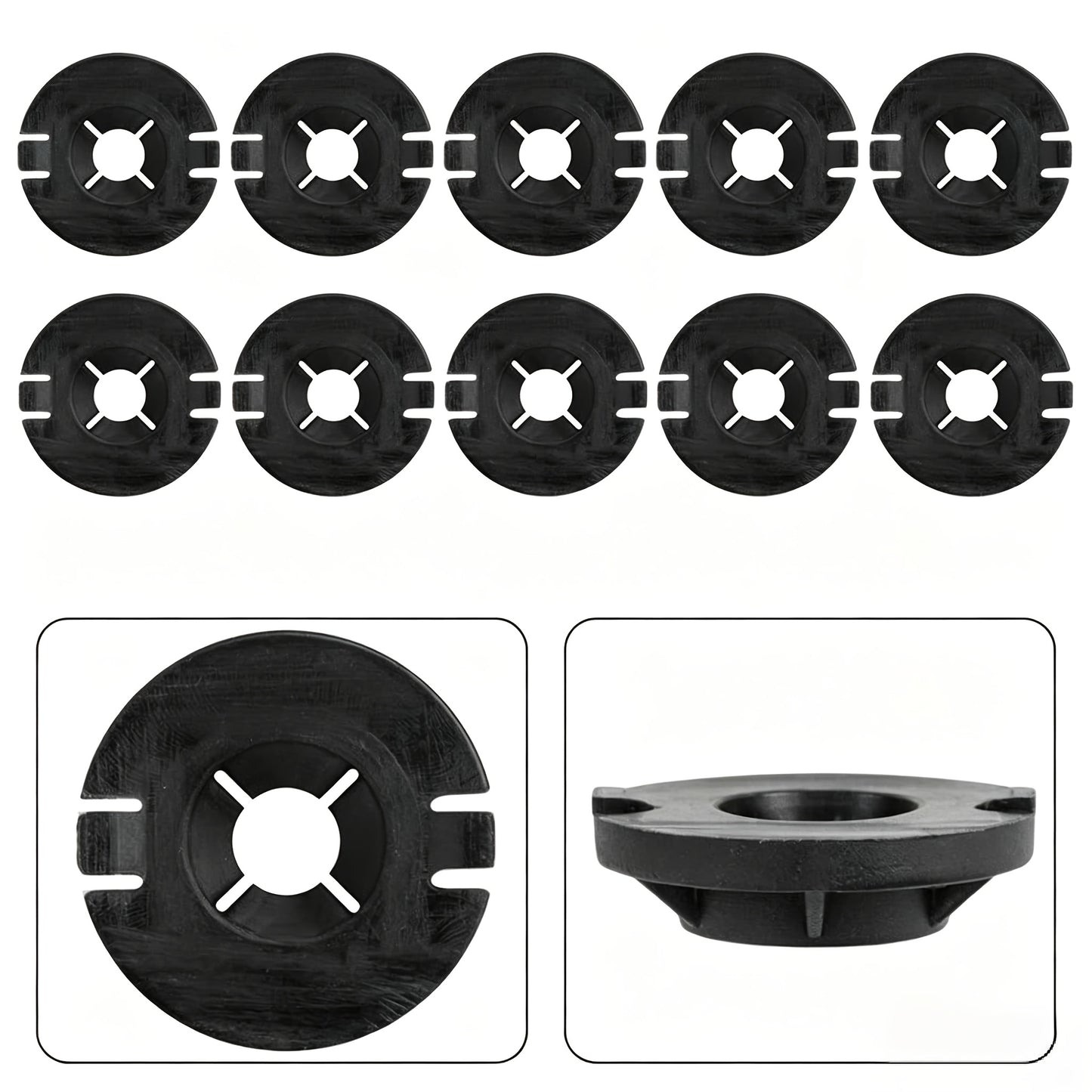 An automotive parts diagram showing a black circular component labeled 1110713-99-C, with a line drawing of a vehicle body panel indicating mounting locations marked with red circles. TESLA_111071399C_BUY_FROM_EUROPES_TESLA_ACCESSORIES_SPECIALISTS_TESLARY.EU_TESLARY.IE_TESLARY.PT_TESLARY.ES_TESLARY.NL_TESLARY.FR