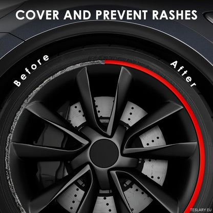 8M Car Wheel Rim Edge Protector, Rubber Wheel Hub Rim Guard, Vehicle Tyre Rim Decor Sticker Strip, Universal Automotive Accessories for Curb Rash and Wheel Scratch Prevention - TESLARY Tesla Shop Accessories Europe Nederlands Ireland Deutschland Espana Al