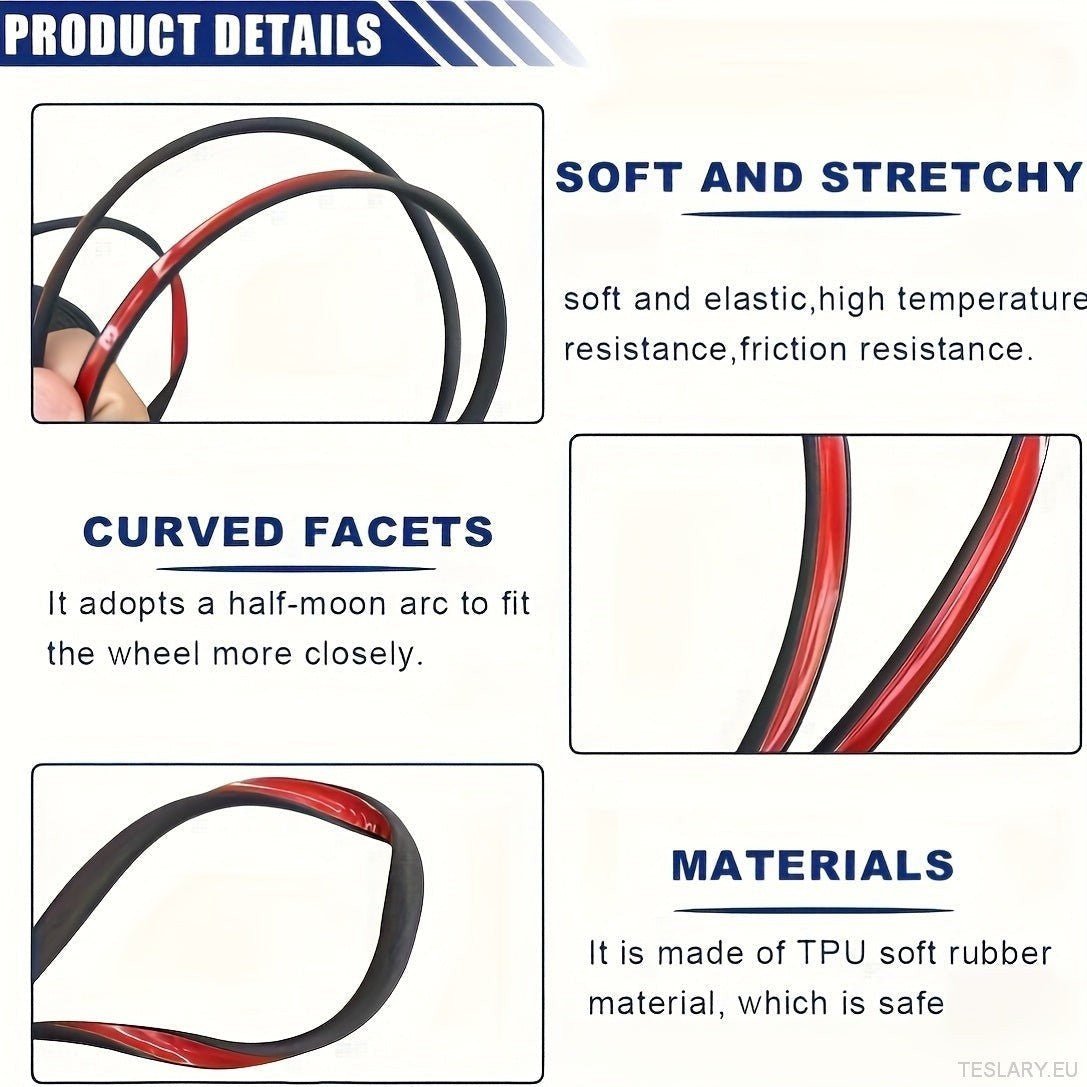 8M Car Wheel Rim Edge Protector, Rubber Wheel Hub Rim Guard, Vehicle Tyre Rim Decor Sticker Strip, Universal Automotive Accessories for Curb Rash and Wheel Scratch Prevention - TESLARY Tesla Shop Accessories Europe Nederlands Ireland Deutschland Espana Al