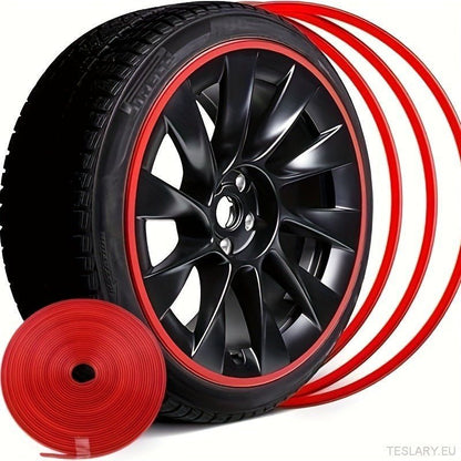 8M Car Wheel Rim Edge Protector, Rubber Wheel Hub Rim Guard, Vehicle Tyre Rim Decor Sticker Strip, Universal Automotive Accessories for Curb Rash and Wheel Scratch Prevention - TESLARY Tesla Shop Accessories Europe Nederlands Ireland Deutschland Espana Al