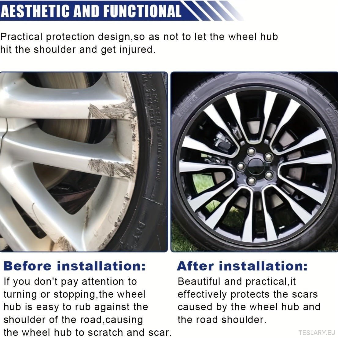8M Car Wheel Rim Edge Protector, Rubber Wheel Hub Rim Guard, Vehicle Tyre Rim Decor Sticker Strip, Universal Automotive Accessories for Curb Rash and Wheel Scratch Prevention - TESLARY Tesla Shop Accessories Europe Nederlands Ireland Deutschland Espana Al