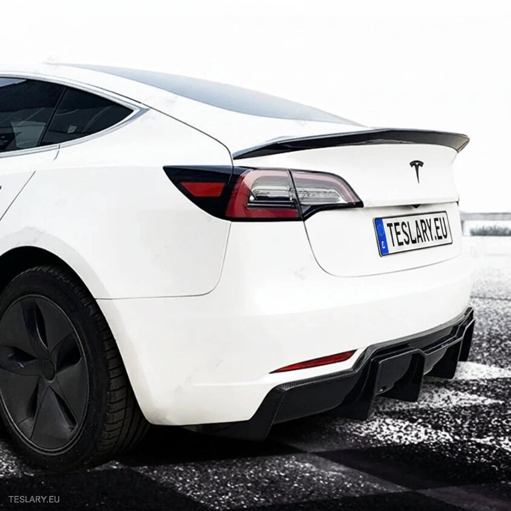 V Type Highkick Sport Spoiler Wing Tesla Model 3 2019 - 2023 - Carbon Fibre Style - Tesla Shop Europe - TESLARY.IE Ireland - France boutique- Deutschland Geschäft- España comercio - Nederland winkel- TESLARY.IE