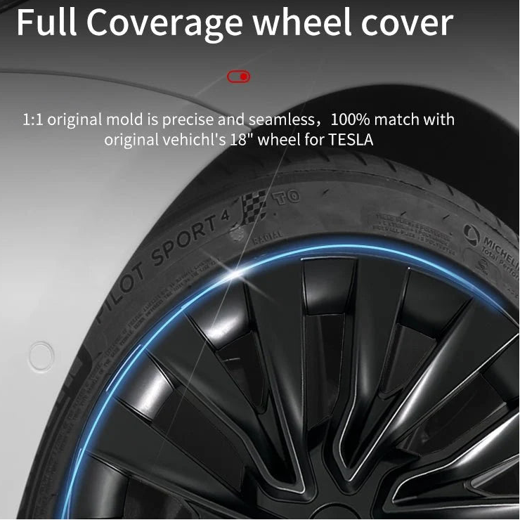TESLA MODEL 3 HIGHLAND 18 INCH MATTE BLACK PERFORMANCE WHEEL COVERS HUB CAPS WITH FREE FEDEX DELIVERY ACROSS EUROPE FROM IRELAND AND EUROPES TESLARY.EU