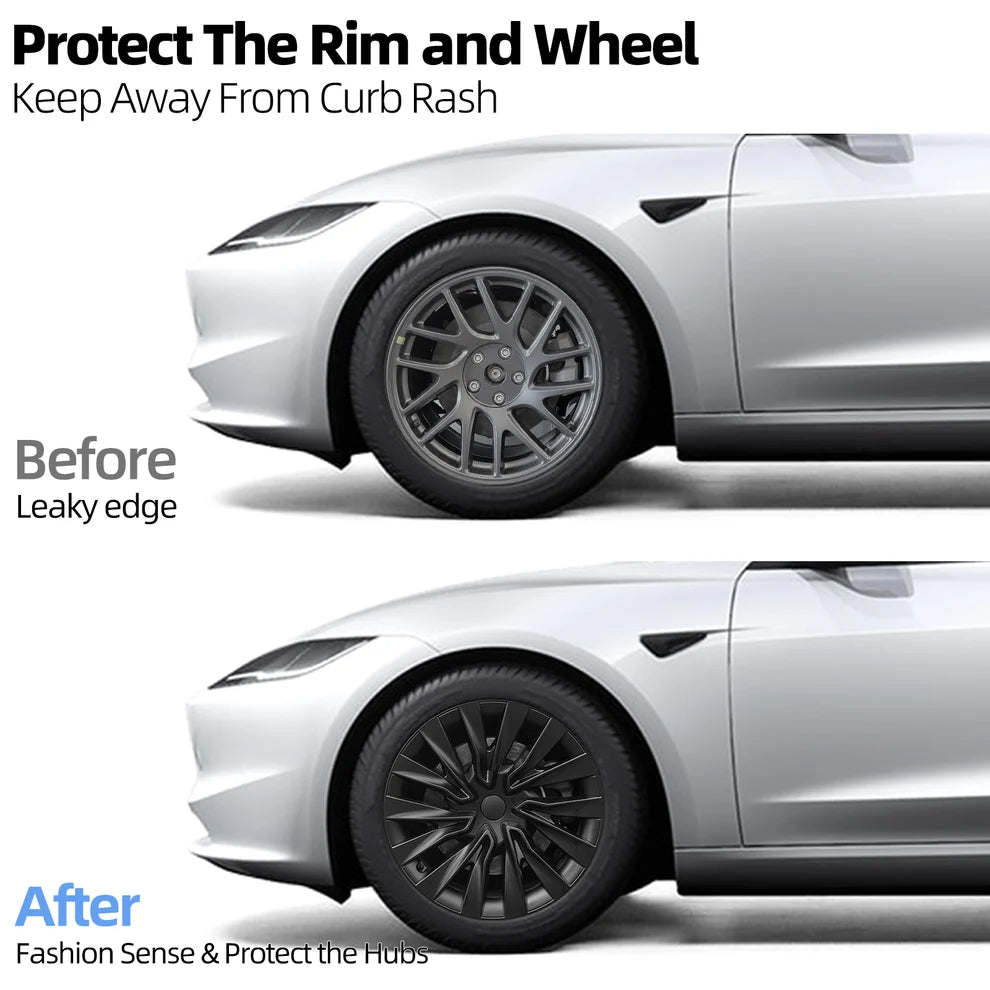 TESLA MODEL 3 HIGHLAND 18 INCH MATTE BLACK PERFORMANCE WHEEL COVERS HUB CAPS WITH FREE FEDEX DELIVERY ACROSS EUROPE FROM IRELAND AND EUROPES TESLARY.EU