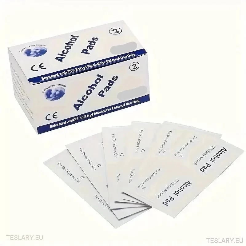 Alcohol Cleaning Preparation Pads ( adhesion of logos , trim, etc. ) - TESLARY Tesla Shop Accessories Europe Nederlands Ireland Deutschland Espana Alicante France Italia