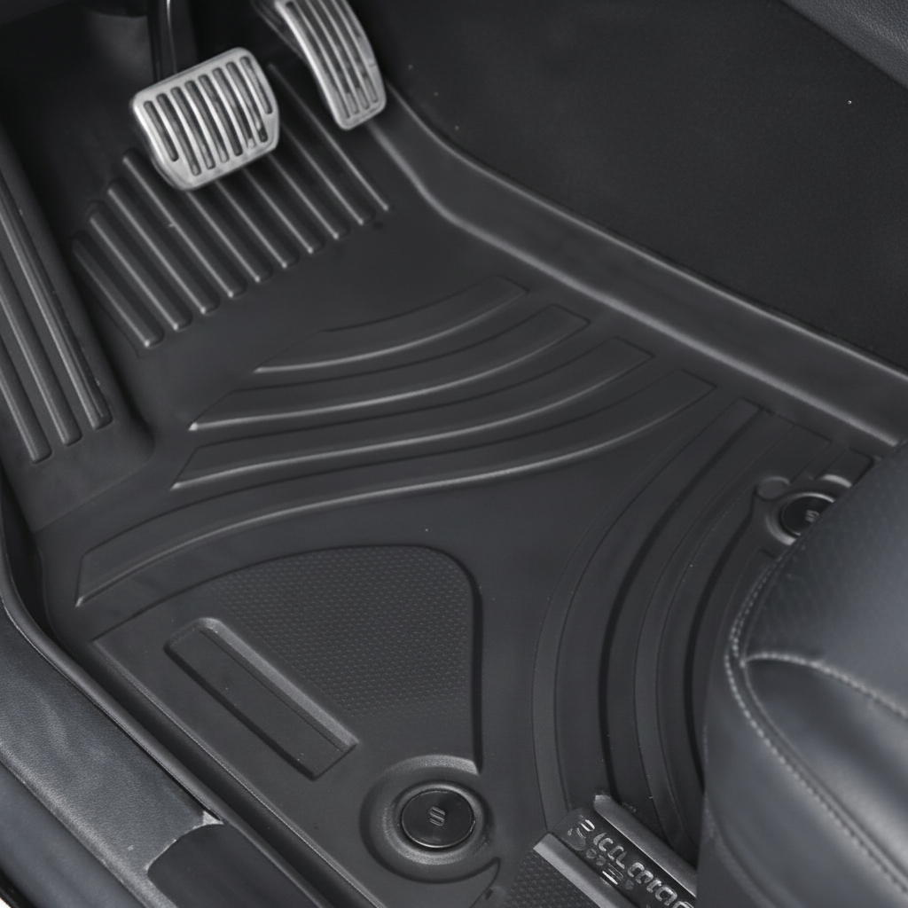 Elegant Stylish Car Floor Mats All-Weather TPE Mats for [RHD] Tesla MODELY 2022-2024