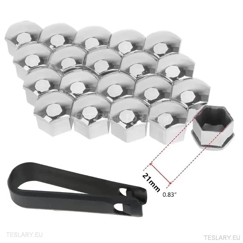 Decorative Lug Nut Cover Kits for Tesla 3/Y/S/X with Centre Cap Logo - TESLARY Tesla Shop Accessories Europe Nederlands Dublin Cork Ireland Deutschland Espana Alicante France Italia