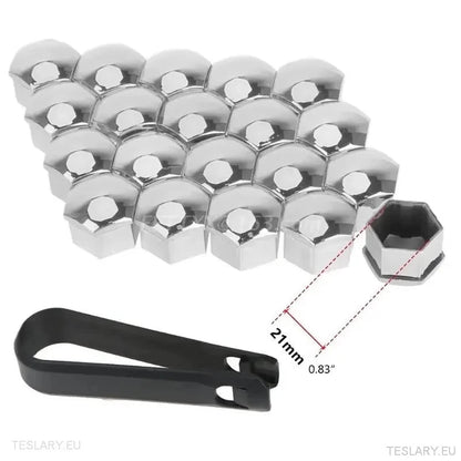 Decorative Lug Nut Cover Kits for Tesla 3/Y/S/X with Centre Cap Logo - TESLARY Tesla Shop Accessories Europe Nederlands Dublin Cork Ireland Deutschland Espana Alicante France Italia