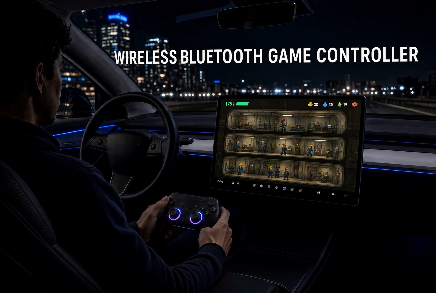 Wireless Gaming Controller Suitable for Tesla Model 3 , Model Y , Model 3 Highland or Model Y Juniper ( Rechargable )