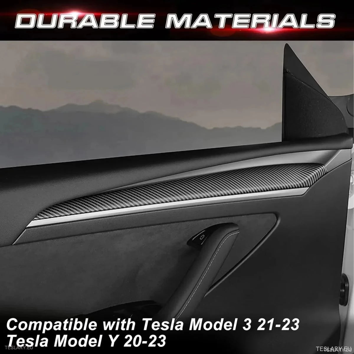 Internal Door Side Trims Tesla 3/Y - TESLARY Tesla Shop Accessories Europe Nederlands Ireland Deutschland Espana Alicante France Italia
