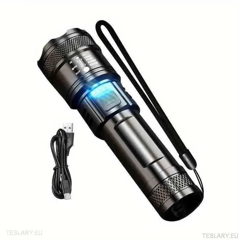 LED Zoom Flashlight and Mobile Powerbank - TESLARY Tesla Shop Accessories Europe Nederlands Ireland Deutschland Espana Alicante France Italia
