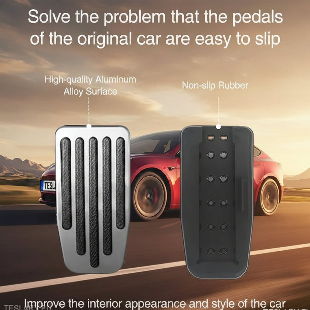 Performance Upgrade Tesla 3 / Y Non Slip Aluminium Foot Pedals - TESLARY Tesla Shop Accessories Europe Nederlands Ireland Deutschland Espana Alicante France Italia