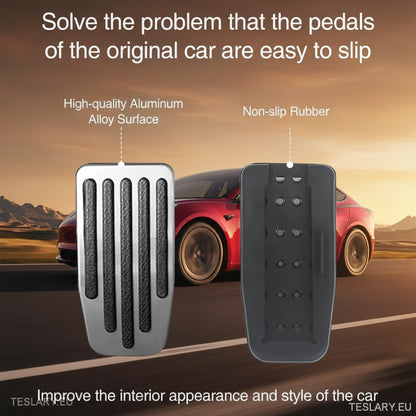 Performance Upgrade Tesla 3 / Y Non Slip Aluminium Foot Pedals - TESLARY Tesla Shop Accessories Europe Nederlands Ireland Deutschland Espana Alicante France Italia