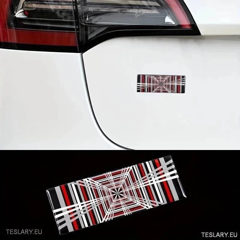" PLAID " Logo 3D Dome Style Decal 11cm x 4cm - TESLARY Tesla Shop Accessories Europe Nederlands Ireland Deutschland Espana Alicante France Italia