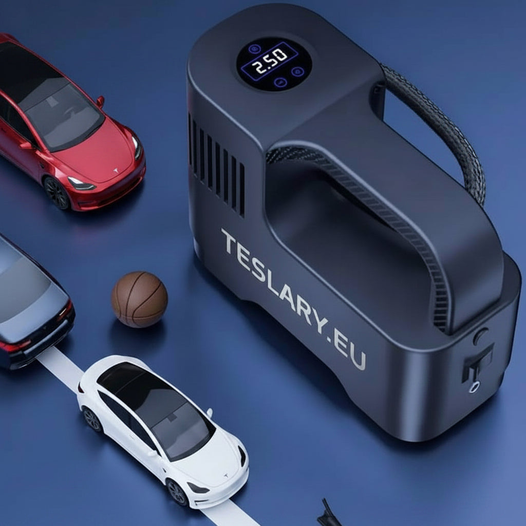 Portable 12 Volt Compressor with Digital Readout - TESLARY Tesla Shop Accessories Europe Nederlands Ireland Deutschland Espana Alicante France Italia