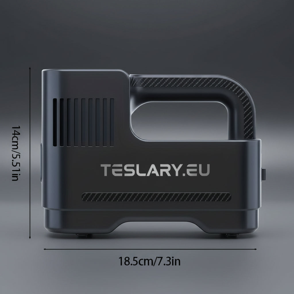 Portable 12 Volt Compressor with Digital Readout - TESLARY Tesla Shop Accessories Europe Nederlands Ireland Deutschland Espana Alicante France Italia