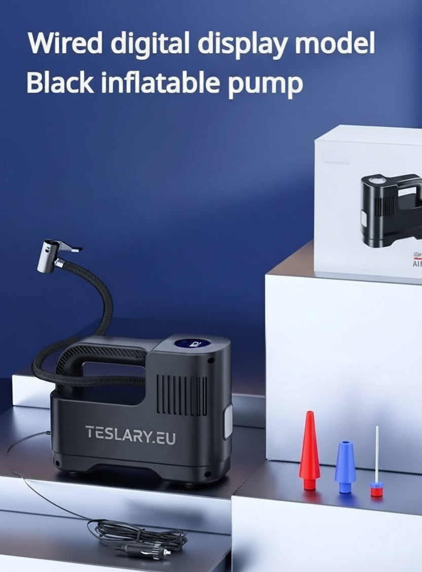 Portable 12 Volt Compressor with Digital Readout - TESLARY Tesla Shop Accessories Europe Nederlands Ireland Deutschland Espana Alicante France Italia