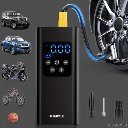 Portable Battery Powered Tyre Compressor for Tesla Model 3 Y S X - 4500Mah - TESLARY Tesla Shop Accessories Europe Nederlands Dublin Cork Ireland Deutschland Espana Alicante France Italia