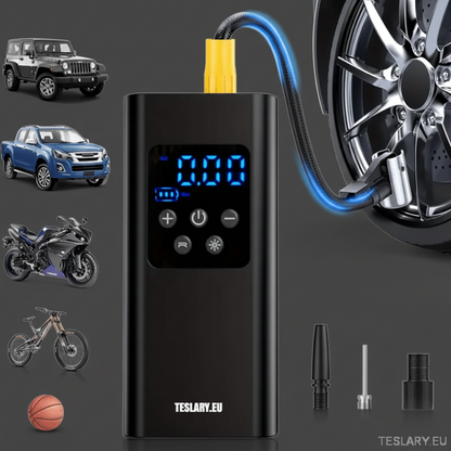 Portable Battery Powered Tyre Compressor for Tesla Model 3 Y S X - 4500Mah - TESLARY Tesla Shop Accessories Europe Nederlands Dublin Cork Ireland Deutschland Espana Alicante France Italia