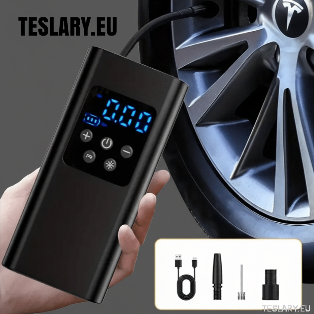 Portable Battery Powered Tyre Compressor for Tesla Model 3 Y S X - 4500Mah - TESLARY Tesla Shop Accessories Europe Nederlands Dublin Cork Ireland Deutschland Espana Alicante France Italia