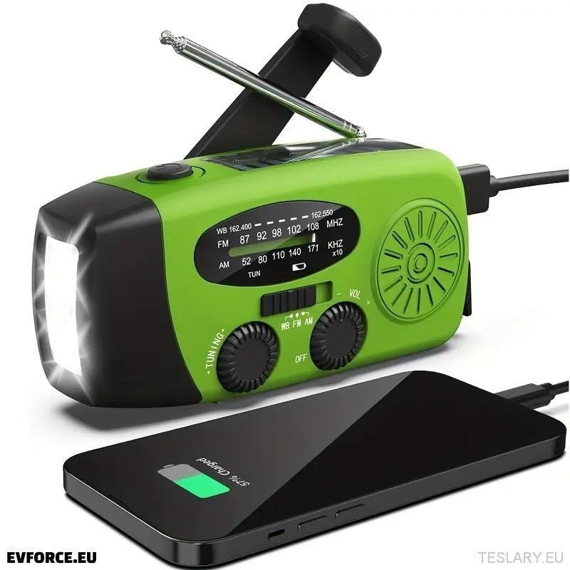 Portable Emergency Torch - Radio with Power Bank 2000mAh to Charge Phone - TESLARY Tesla Shop Accessories Europe Nederlands Ireland Deutschland Espana Alicante France Italia