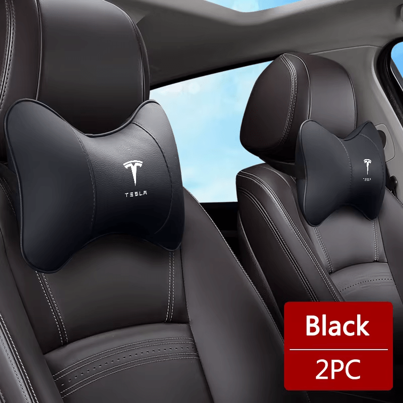 Premium PU Leather Head and Neck Rest & Protector Pillows For Tesla Model 3 Y S X with Logo - TESLARY Tesla Shop Accessories Europe Nederlands Dublin Cork Ireland Deutschland Espana Alicante France Italia