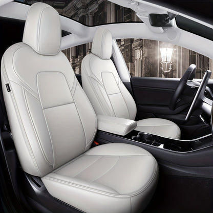 TESLA Model Y Custom Faux Leather Car Seat Covers  Waterproof  Stitched Design Custom Fit for Enhanced Comfort and Style