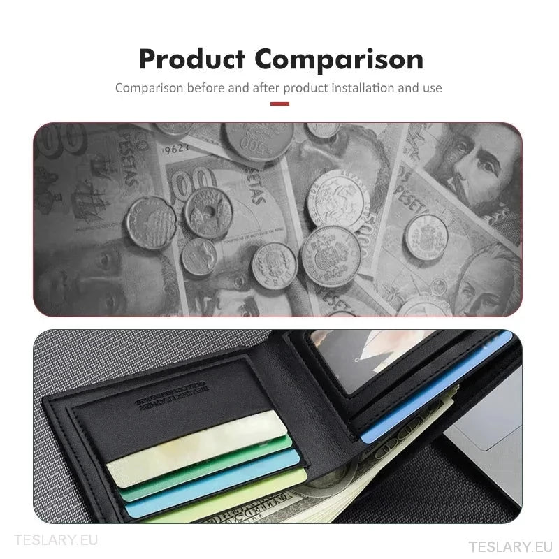 PU Black Leather Wallet / Licence Holder with Tesla Logo - TESLARY Tesla Shop Accessories Europe Nederlands Ireland Deutschland Espana Alicante France Italia