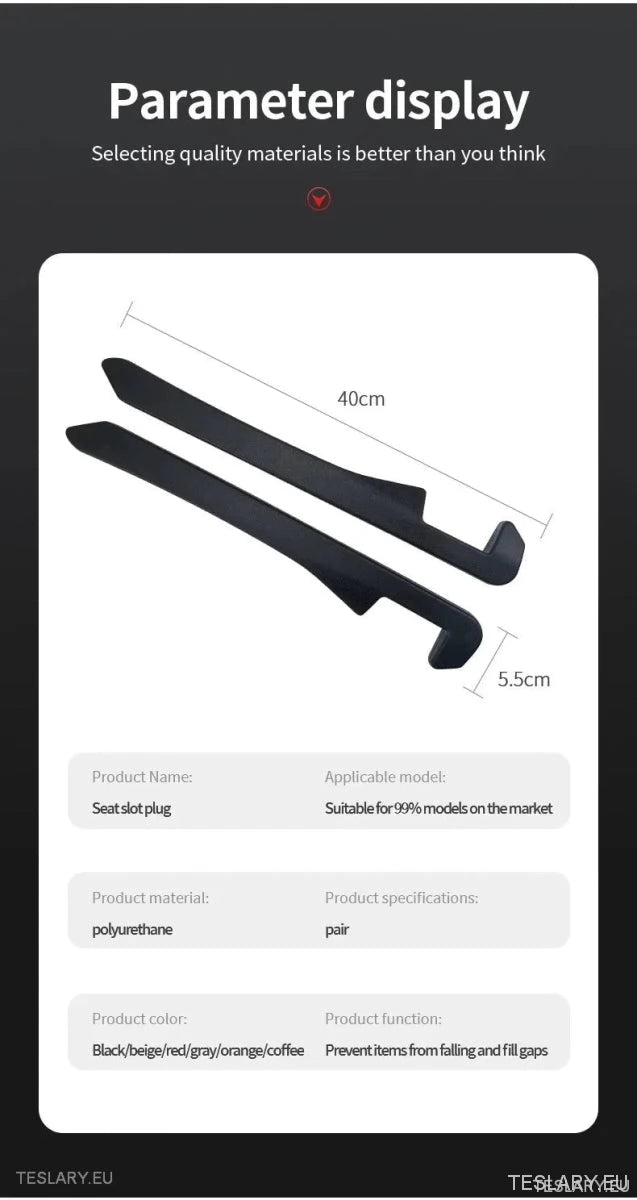 Seat Gap Filler for Tesla Model 3 , Y & S with Logo - TESLARY Tesla Shop Accessories Europe Nederlands Ireland Deutschland Espana Alicante France Italia