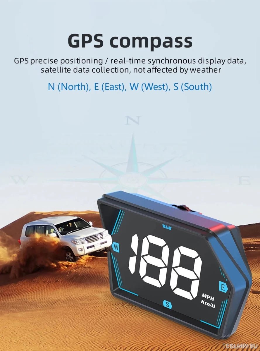 SmartDrive 2024: Advanced Car HUD with GPS & Safety Alerts - TESLARY Tesla Shop Accessories Europe Nederlands Ireland Deutschland Espana Alicante France Italia