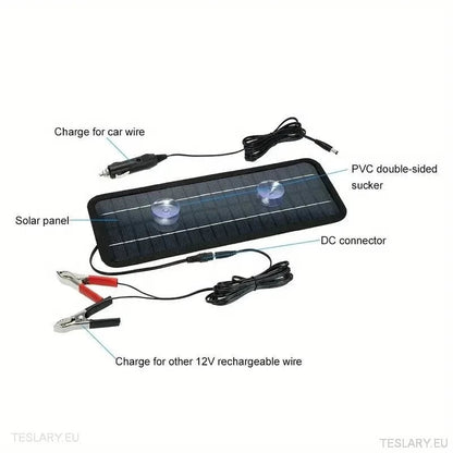 Solar Trickle Charger for Tesla EV 12 Volt Battery - TESLARY Tesla Shop Accessories Europe Nederlands Ireland Deutschland Espana Alicante France Italia