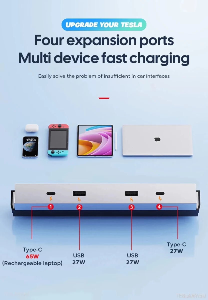 Tesla 3 Highland 4 - 1 USB Expansion Hub - TESLARY Tesla Shop Accessories Europe Nederlands Ireland Deutschland Espana Alicante France Italia