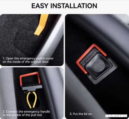 Tesla 3+ Highland Emergency Rear Door Pull Handle 2 - 1 Kit - TESLARY Tesla Shop Accessories Europe Nederlands Dublin Cork Ireland Deutschland Espana Alicante France Italia