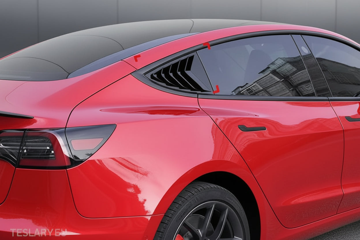 Tesla 3 Highland Sports Style Rear Side Windows Splitter ( 2 Pieces ) - TESLARY Tesla Shop Accessories Europe Nederlands Ireland Deutschland Espana Alicante France Italia