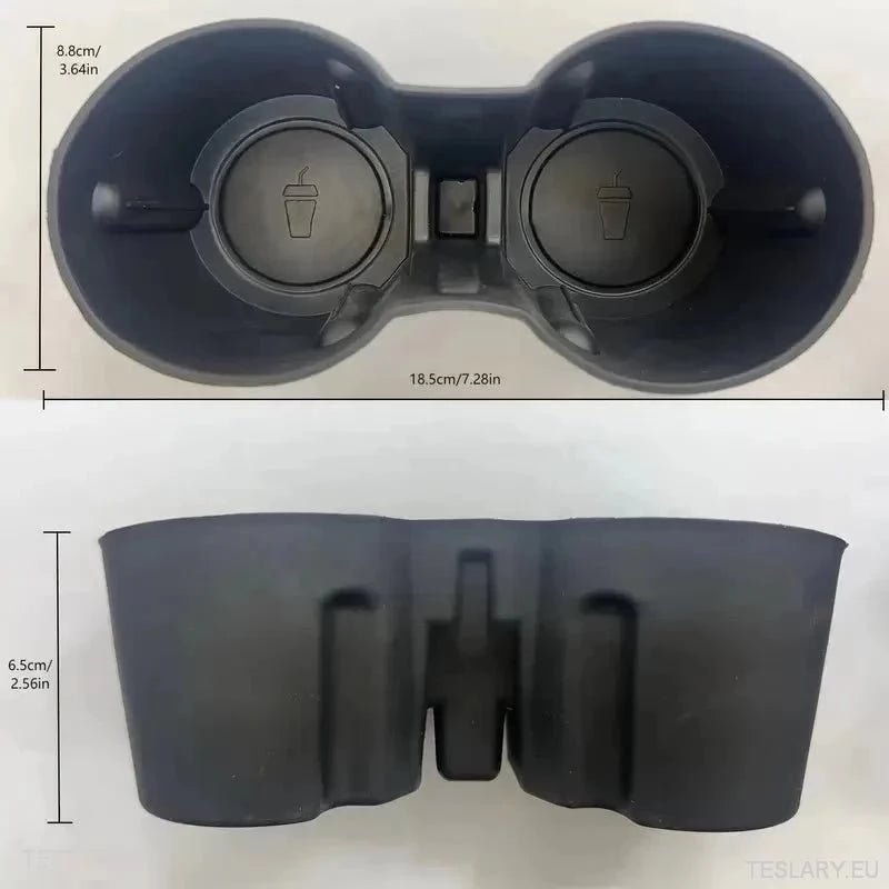 Tesla 3/Y Black Soft Plastic Centre Console Cup Inserts - TESLARY Tesla Shop Accessories Europe Nederlands Ireland Deutschland Espana Alicante France Italia