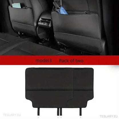 Tesla 3/Y Seat Back Anti Kick Pads & Storage ( TWIN PACK ) - TESLARY Tesla Shop Accessories Europe Nederlands Ireland Deutschland Espana Alicante France Italia