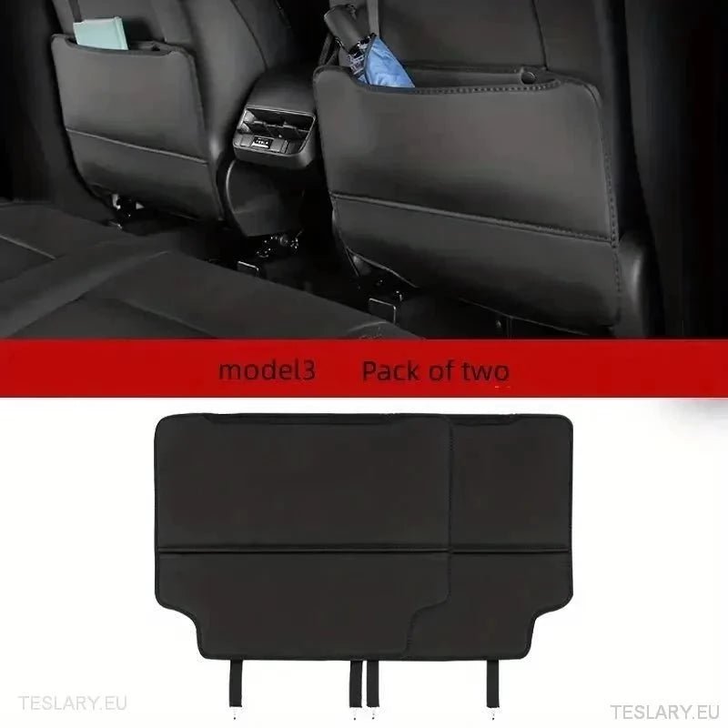 Tesla 3/Y Seat Back Anti Kick Pads & Storage ( TWIN PACK ) - TESLARY Tesla Shop Accessories Europe Nederlands Ireland Deutschland Espana Alicante France Italia