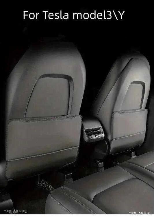 Tesla 3/Y Seat Back Anti Kick Pads & Storage ( TWIN PACK ) - TESLARY Tesla Shop Accessories Europe Nederlands Ireland Deutschland Espana Alicante France Italia