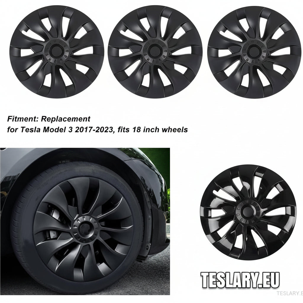 Tesla Model 3 18" UNIQUE S23 Performance - Matte Black - TESLARY Tesla Shop Accessories Europe Nederlands Ireland Deutschland Espana Alicante France Italia