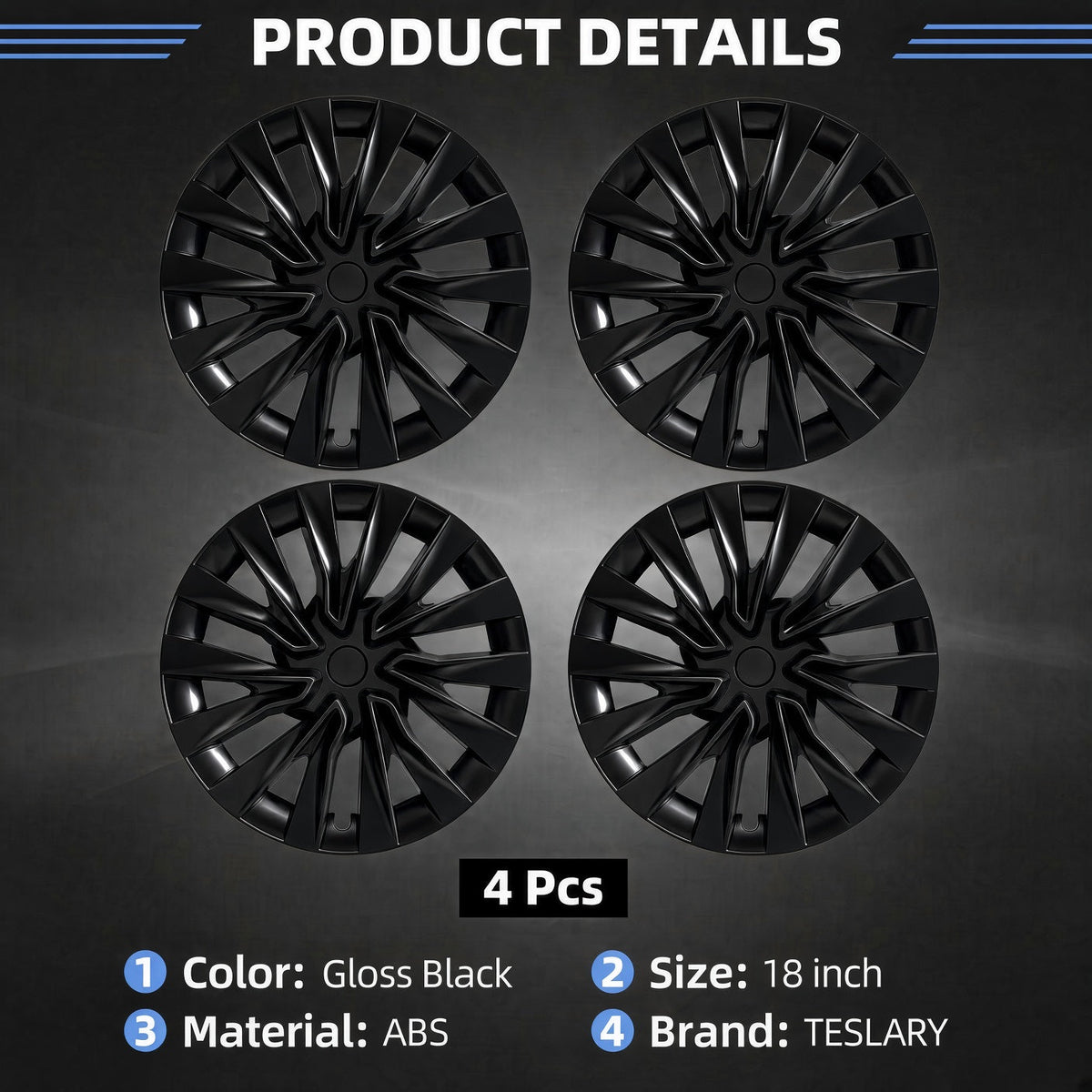 TESLA MODEL 3 HIGHLAND 18 INCH WHEEL COVERS UBER NOVA PERFORMANCE STYLE GLOSS BLACK FREE DELIVERY WITH FEDEX ACROSS EUROPE FROM IRELAND AND EUROPES TESLARY.EU THE TESLA ACCESSORIES SPECIALISTS