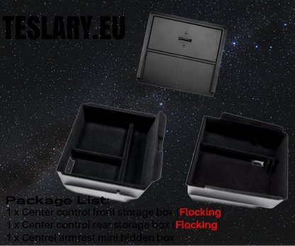 Tesla Model 3+ Highland Accessories 3 Pack Front & Rear Trays & Hidden Storage - TESLARY Tesla Shop Accessories Europe Nederlands Dublin Cork Ireland Deutschland Espana Alicante France Italia