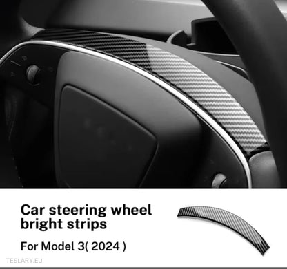 Tesla Model 3 Highland / Model Y Juniper Steering Wheel Carbon Fiber Black Style Kit
